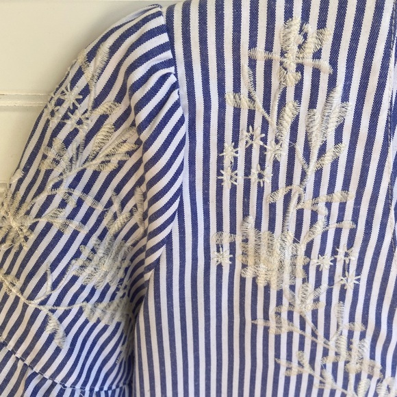 Beach Brach floral Embroidered Nautical Striped Spring Dress - Picture 3 of 7